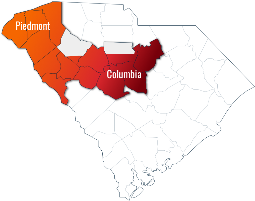 South Carolina Territories Map for KW Beverage